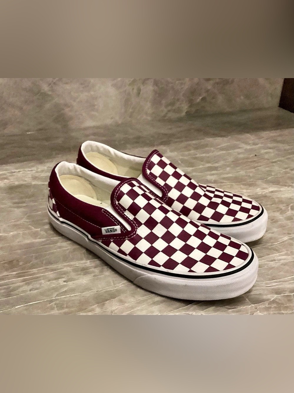 Vans Classic Slip On Burgundy Checkerboard Womens Size 9.5 Y2K Skate